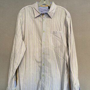Arnold Zimberg Striped Button Down Shirt Mens Medium Colorful Trim Flip Cuff